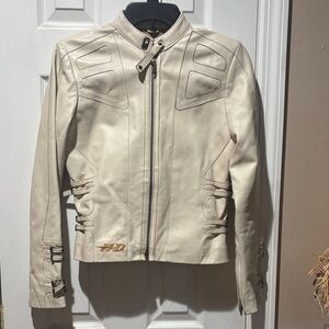 Women's Cream Leather Jacket